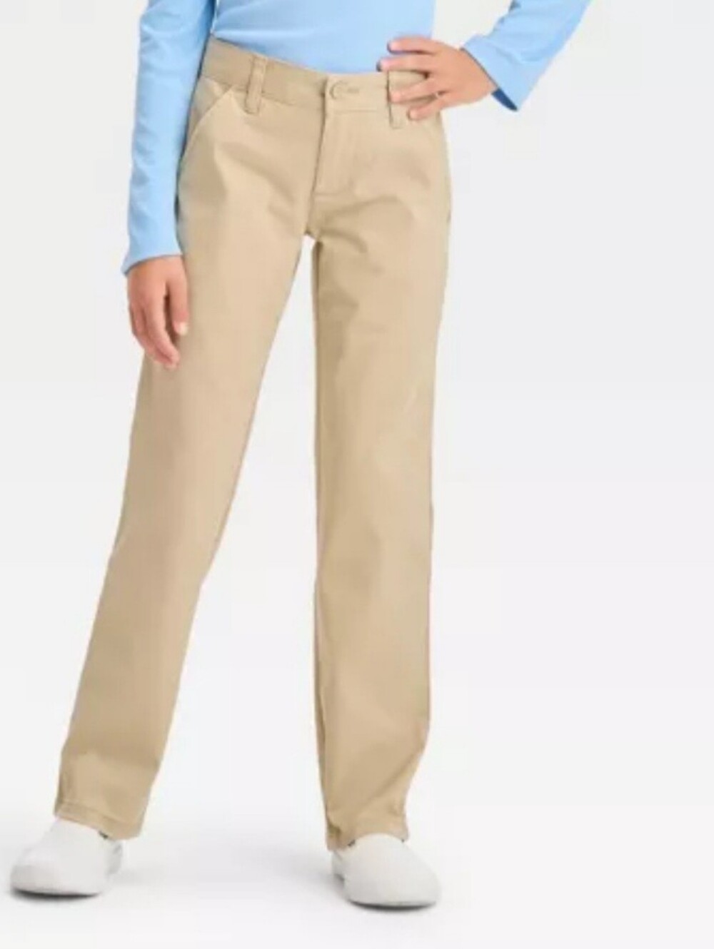Cat & Jack Girls' Straight Fit Uniform Pants Cotton Blend Size 10 & 16